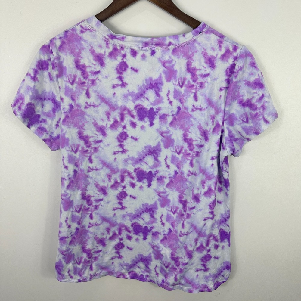 Jane and Bleecker Top Womens Small Purple Tie Dye Boho Hippie Lounge Indie Tee - Picture 7 of 7